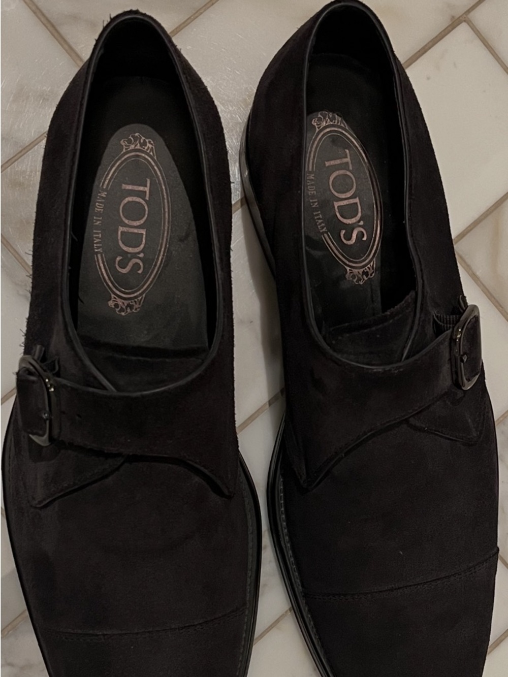 TOD'S Men's navy Suede Monk Strap Shoes